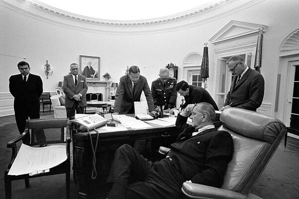 Wall Art - Photograph - Detroit Riots Crisis Meeting. President by Everett