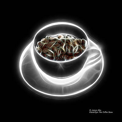 Wall Art - Digital Art - Electrifyin The Coffee Bean -Version Greyscale by James Ahn