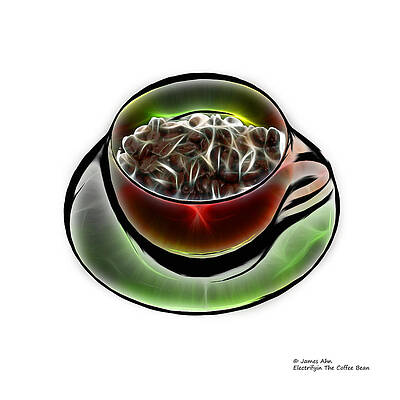 Wall Art - Digital Art - Electrifyin The Coffee Bean -Version Red WB by James Ahn