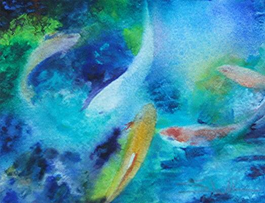 Watercolor Koi Fish ' Poster, picture, metal print, paint by Leika