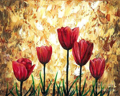 Five Red Tulips by Jeannette Bowen