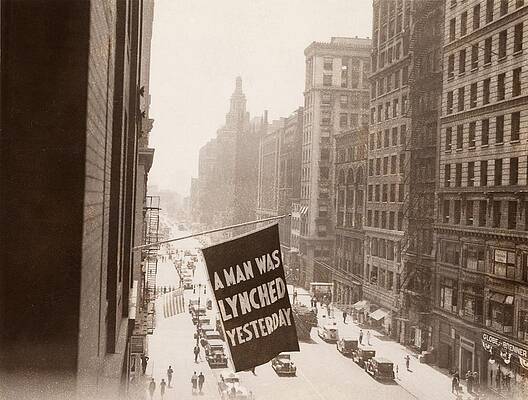 Wall Art - Photograph - Flag Announcing Another Lynching. A Man by Everett
