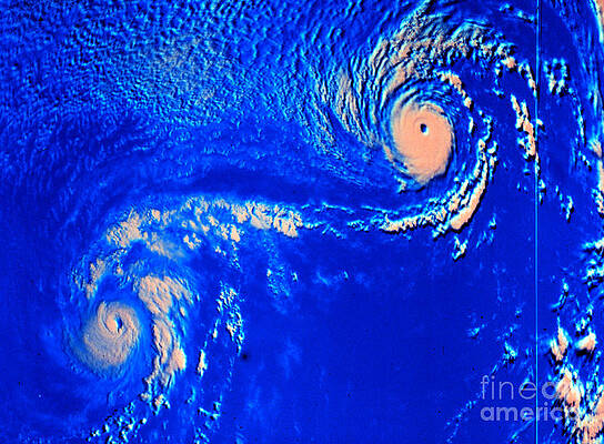 Wall Art - Photograph - Fujiwhara Effect, Typhoons Ione by Science Source