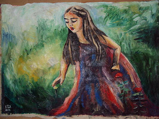 Girl In A Field Of Flowers by Sanja Prsic
