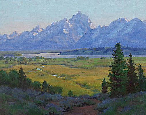 Grand Tetons Mountain Range Landscape Oil Painting - agrohort.ipb.ac.id
