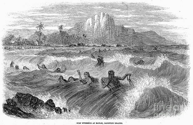Wall Art - Photograph - Hawaii: Swimming, 1866 by Granger