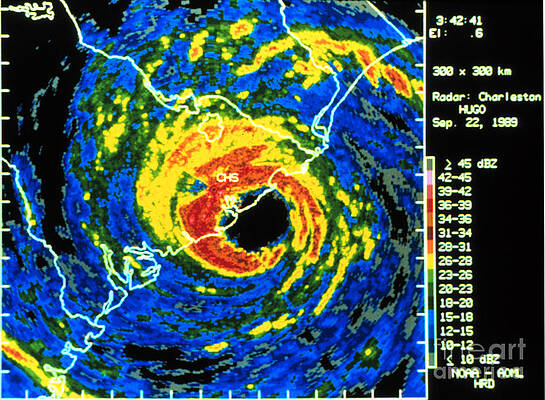 Wall Art - Photograph - Hurricane Hugo, Digitized Radar Image by Science Source