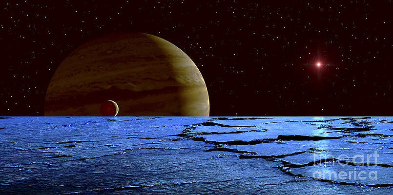 Wall Art - Digital Art - Jupiter And Its Moon Lo As Seen by Frank Hettick