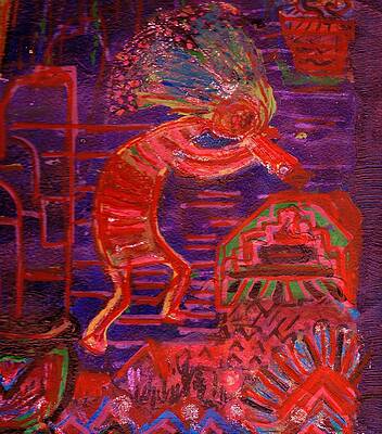Dancing Kokopelli art, abstract music Zip Pouch by Nadia CHEVREL - Pixels