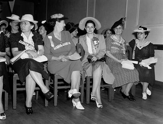 Wall Art - Photograph - Lady Bird Johnson 3rd From Left Sits by Everett