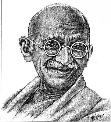 Wall Art - Drawing - Mahatma Gandhi by Johnson Moya