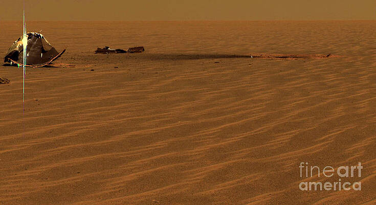 Wall Art - Photograph - Mars Surface With Rovers Discarded Heat by NASA/Science Source