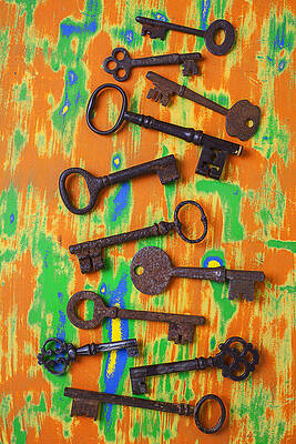 Love Joy Shabby Chic Vintage Keys - Gold and Silver Skeleton Keys Love Joy  Home Decor Poster by Kathy Fornal - Fine Art America