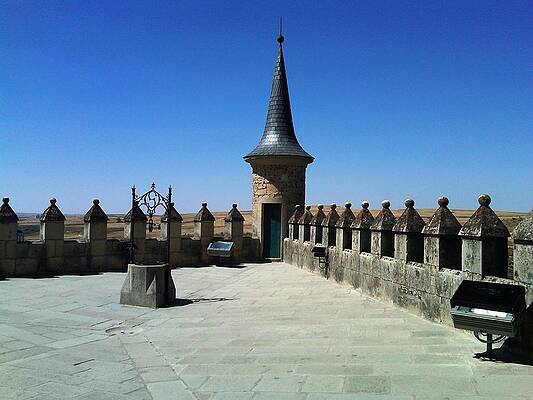 Wall Art - Photograph - On the Roof II of Segovia Castle with Cone Shaped Railing in Spain by John Shiron