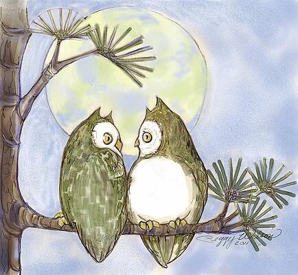 Wall Art - Drawing - Owl Talk by Peggy Wilson