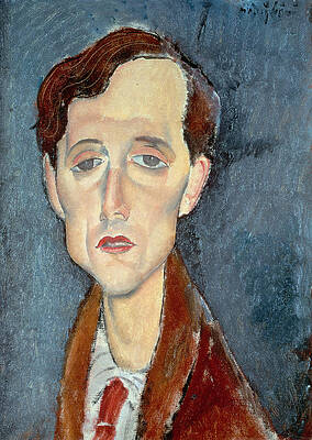 Wall Art - Painting - Portrait of Franz Hellens by Modigliani