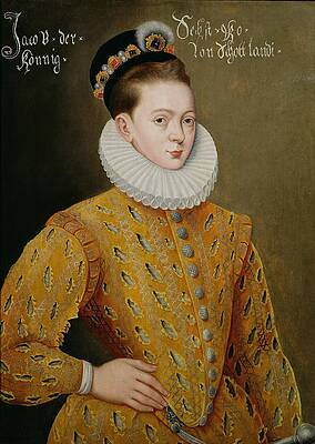 Wall Art - Painting - Portrait of James I of England and James VI of Scotland  by Adrian Vanson