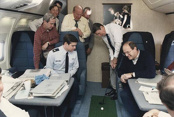 Wall Art - Photograph - President Reagan Putting A Golf Ball by Everett