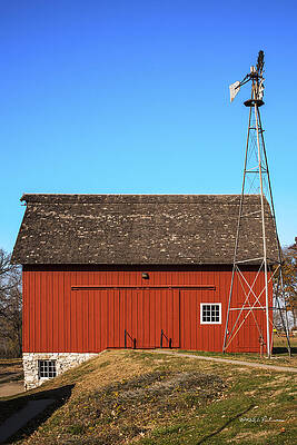Wall Art - Photograph - Red Barn And Windmill by Ed Peterson