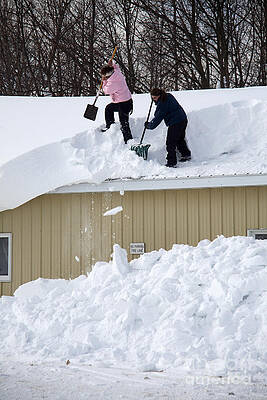 Wall Art - Photograph - Removing Snow From A Building by Ted Kinsman