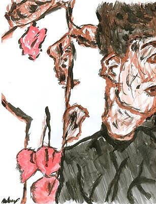 Rendition of Self-Portrait with Chinese Lanterns and Fruit by Egon Schiele by Adam Marx