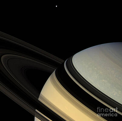 Wall Art - Photograph - Saturn And Dione by Science Source