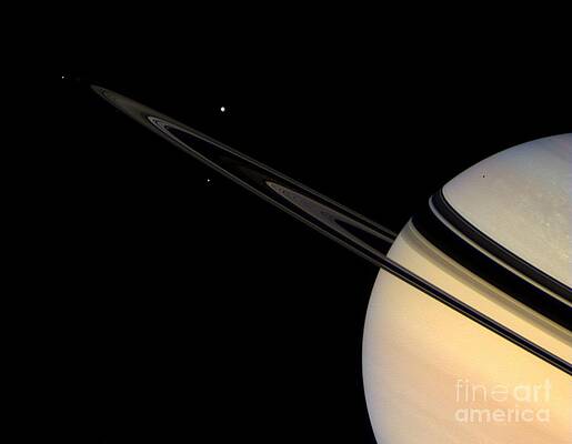 Wall Art - Photograph - Saturn And Its Moons by NASA/Science Source