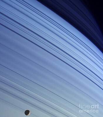 Wall Art - Photograph - Saturn And Mimas by NASA  Science Source