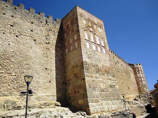 Wall Art - Photograph - Segovia Castle Wall Alcazar Architecture and Design with Street Lamp Posts in Spain by John Shiron