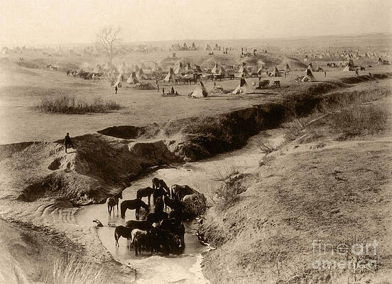 Wall Art - Photograph - Sioux Camp At Pine Ridge, 1891 by Photo Researchers