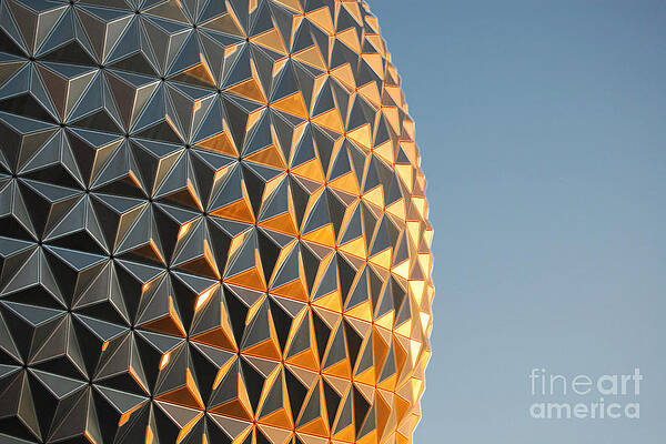 Wall Art - Digital Art - Spaceship Earth Sunset Profile EPCOT Walt Disney World Prints Accented Edges by Shawn O'Brien