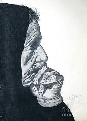 Wall Art - Drawing - Study of Mother Teresa by Julie Coughlin