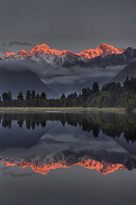 Wall Art - Photograph - Sunset Reflection Of Lake Matheson by Colin Monteath