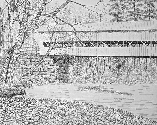 Wall Art - Drawing - Swift River Bridge by Tim Murray