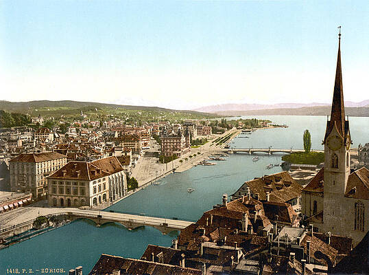 Wall Art - Photograph - Switzerland, The View From St. Peters by Everett