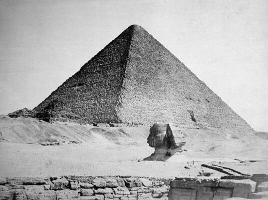 Wall Art - Photograph - The Pyramid Of Cheops And The Sphinx by Everett