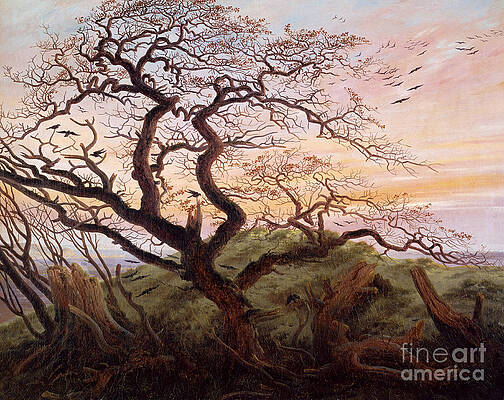 Wall Art - Painting - The Tree of Crows by Caspar David Friedrich