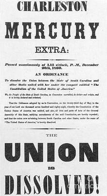 Wall Art - Photograph - The Union Is Dissolved, 1860 Broadside by Photo Researchers