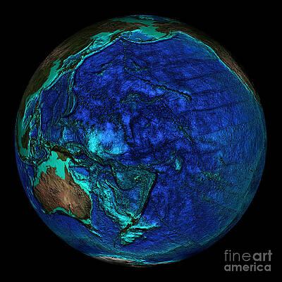 Wall Art - Photograph - Topographical Map Of Coordinates 0 N by Science Source