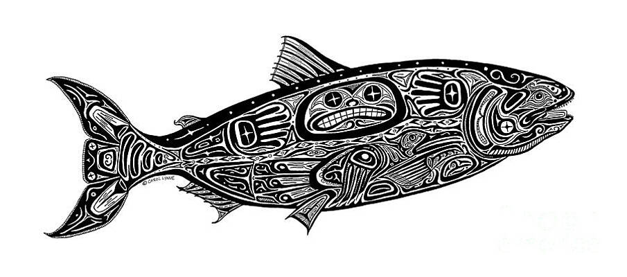 Pacific Northwest Haida people Chinook salmon Tlingit totem tattoo  seafood logo png  PNGEgg