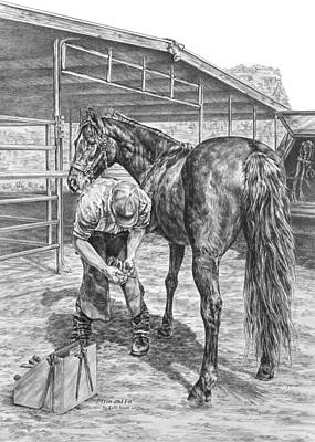 Trim and Fit - Farrier with Horse Art Print by Kelli Swan Trim and Fit - Farrier with Horse Art Print by Kelli Swan