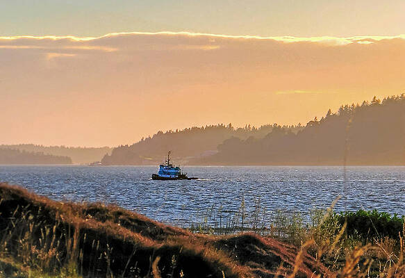 Twilight Tug -Chambers Bay Golf Course by Chris Anderson Twilight Tug -Chambers Bay Golf Course by Chris Anderson