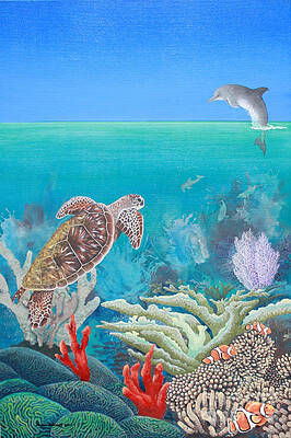 Blue Sea Sponge Painting by Trude Janssen - Fine Art America