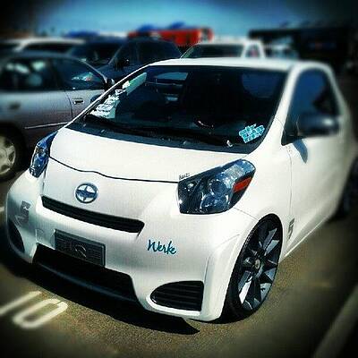 Wall Art - Photograph - White Scion Iq At Auto Club Speedway by Camera Hacker