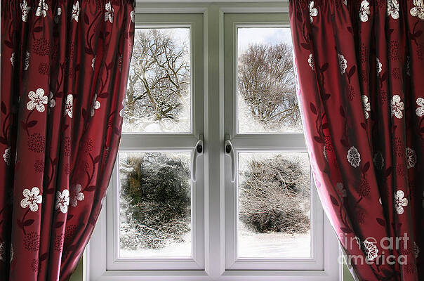 Wall Art - Photograph - Window view to a snow scene by Simon Bratt
