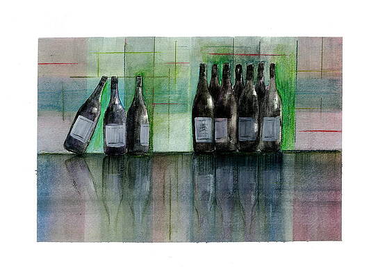 Wine Bottles With Reflection  by Jim  Romeo 