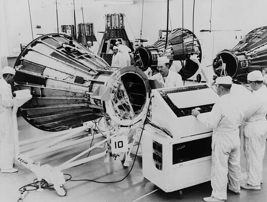 Wall Art - Photograph - Workmen Assemble Project Mercury Space by Everett