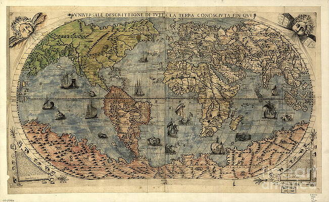 Wall Art - Photograph - World Map, 16th Century by Science Source