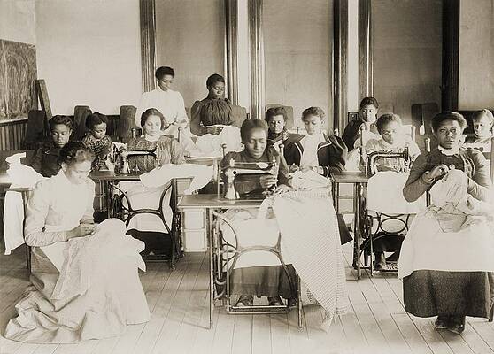 Wall Art - Photograph - Young African American Women Sewing by Everett