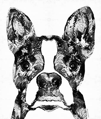 Black And White Dog Paintings Fine Art America